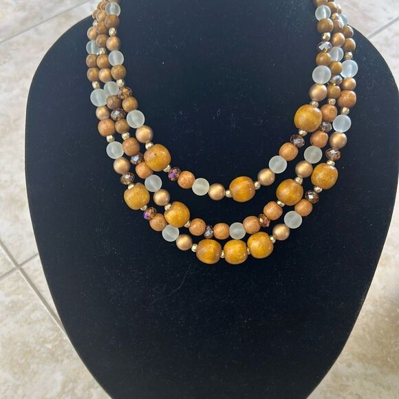 Bold Gold and Brown Multi-Strand Necklace - Picture 1 of 4